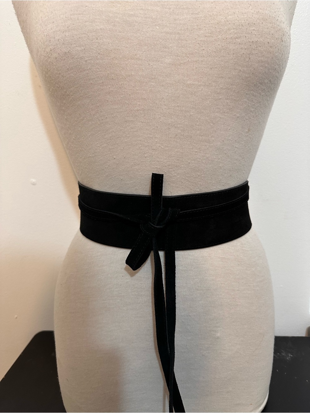 White House Black Market Black Suede Tie-Waist Obi Belt